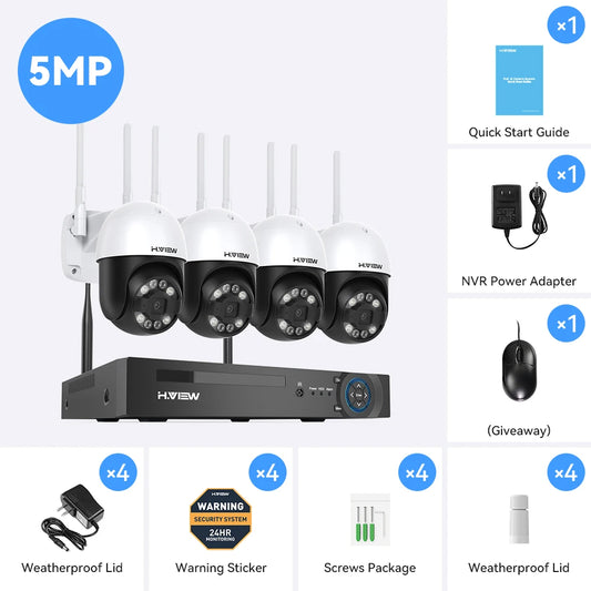 H View 8CH 5MP Wireless WiFi Security Camera Kit NVR