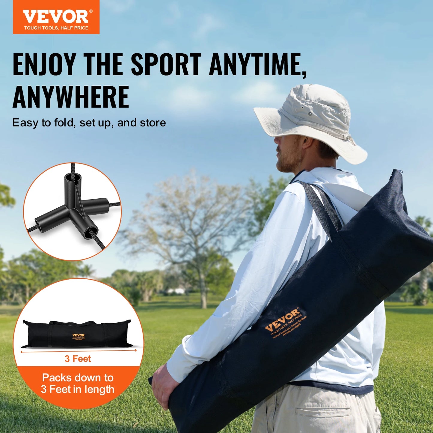 VEVOR 20FT Height Adjustable Portable Badminton Volleyball Pickleball Tennis Net Set with Poles