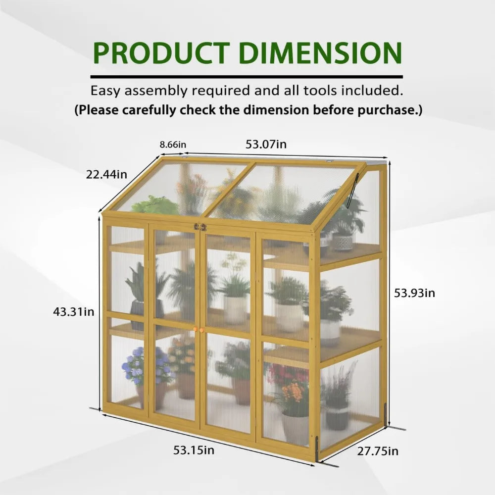 Mini Outdoor Polycarbonate Greenhouse With Openable Roof