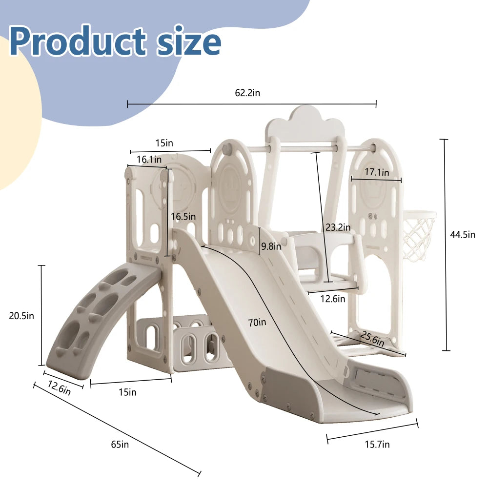 Toddler Slide Kids Slide for Toddlers Age 1 to 4 11 in 1 Baby Slide Outdoor Indoor Playground with Basketball Hoop and Extra Long