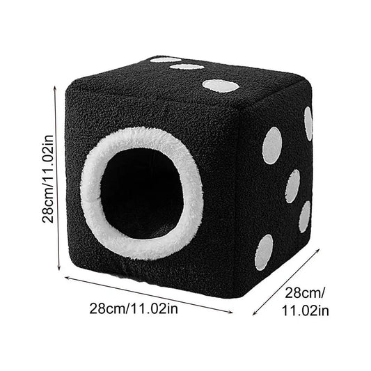 Winter Warm Dice Shape Foldable Cat Bed Cozy Kitten Lounger