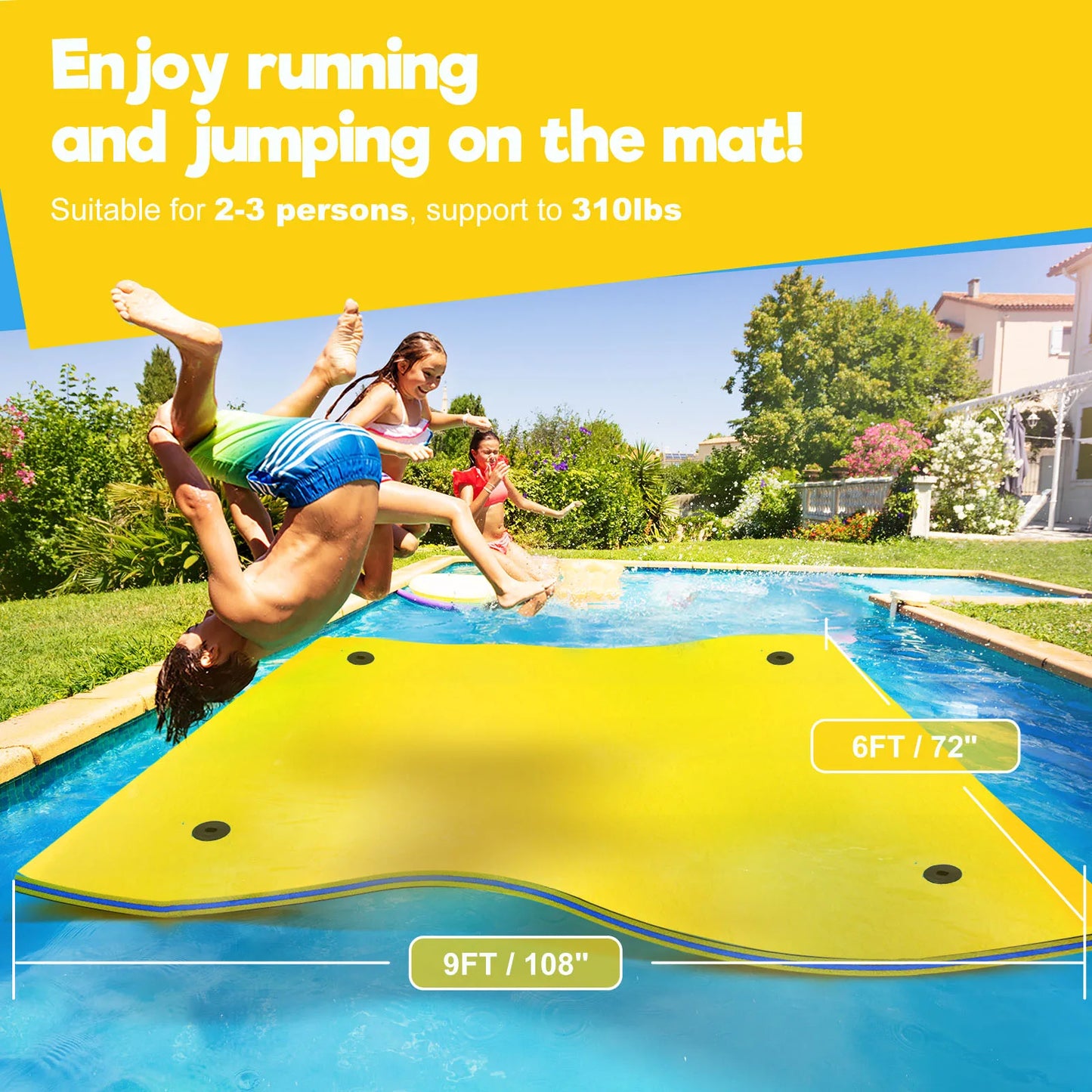 9X6 Ft Floating Water Mat Extra Thick XPE Foam Pad Large