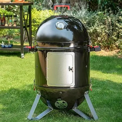 Sophia And William 18 Inch Vertical Charcoal Smoker BBQ Grill With Porcelain Enameled Smoking Chamber And Two Layer Smoking Shelves
