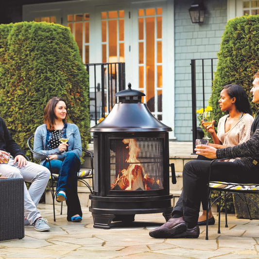 Garden Metal Outdoor Heating Furnace 2 in 1 Fire Pit with Swivel Removable Cooking Grate for Backyard
