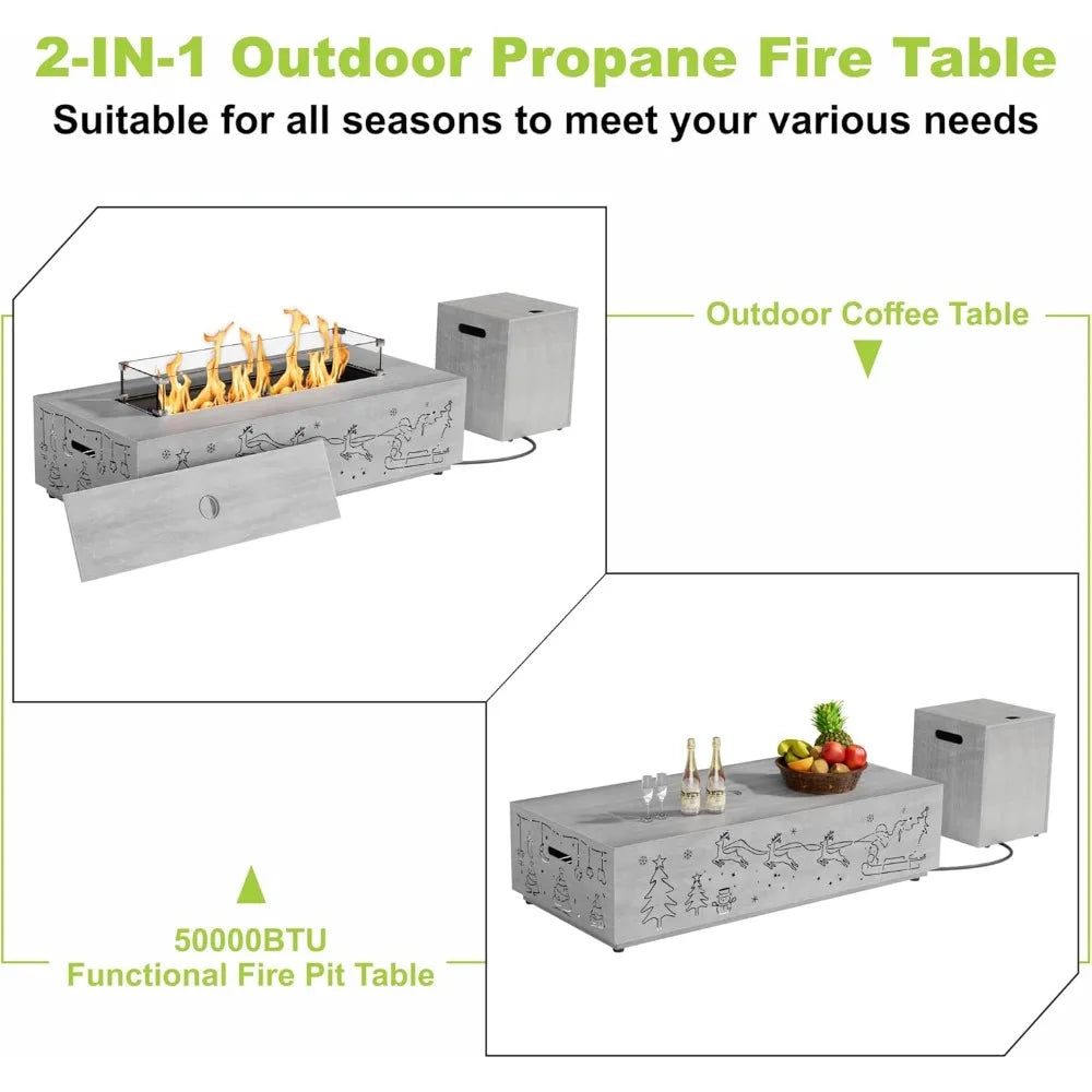 Propane Fire Pit Table 42 Inch Gas Fire Pits Outdoor Fireplaces Tabletop Fire Pit for Patio CSA Certified