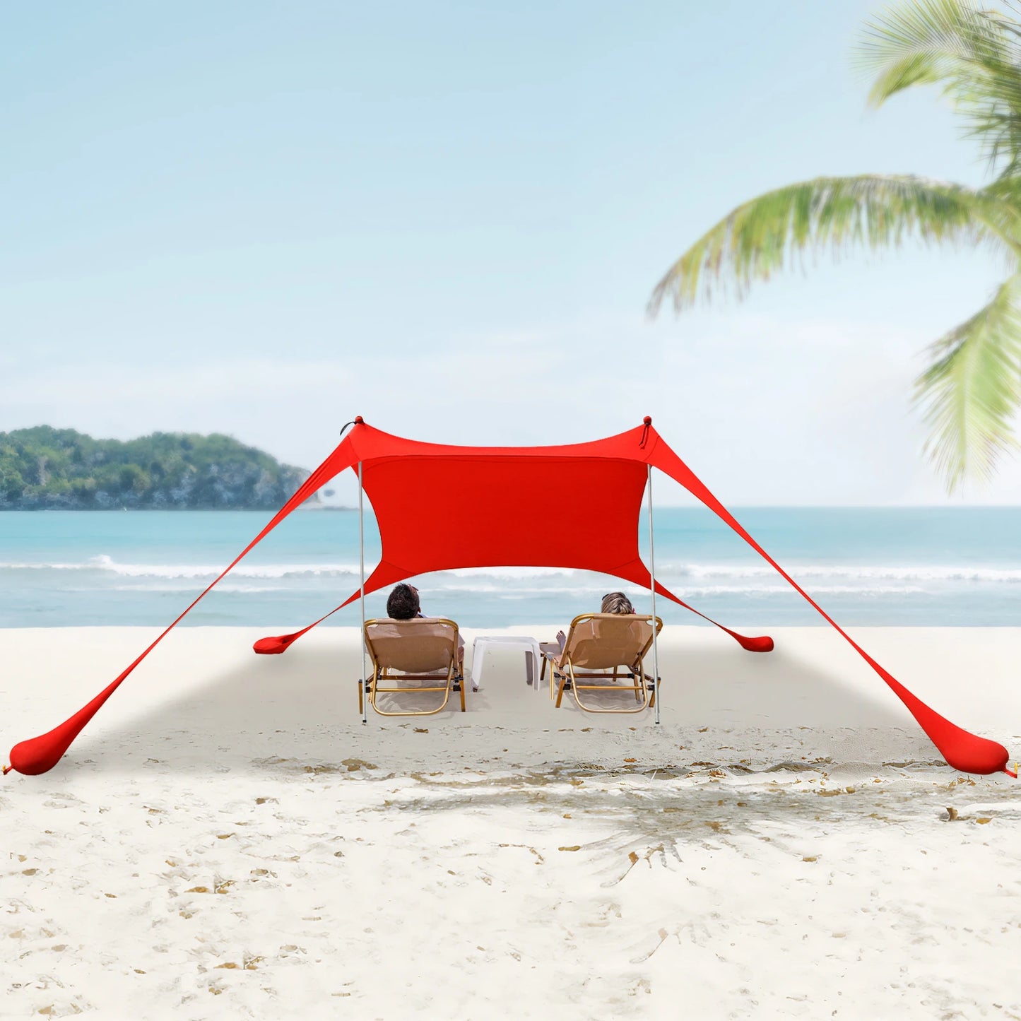 Red 2m By 1.6m Beach Sunshade Tent For 2 To 3 People
