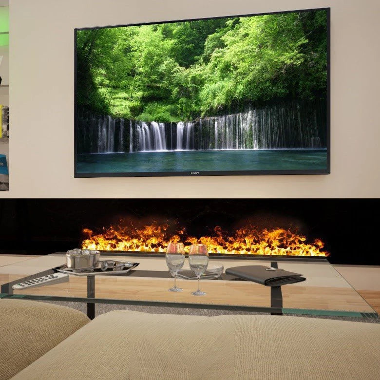 Smart Water Vapor Fireplace with 3D Flame Effect Tuya APP Control Simulated Burning Wood Sound Environmentally Friendly Humidifier