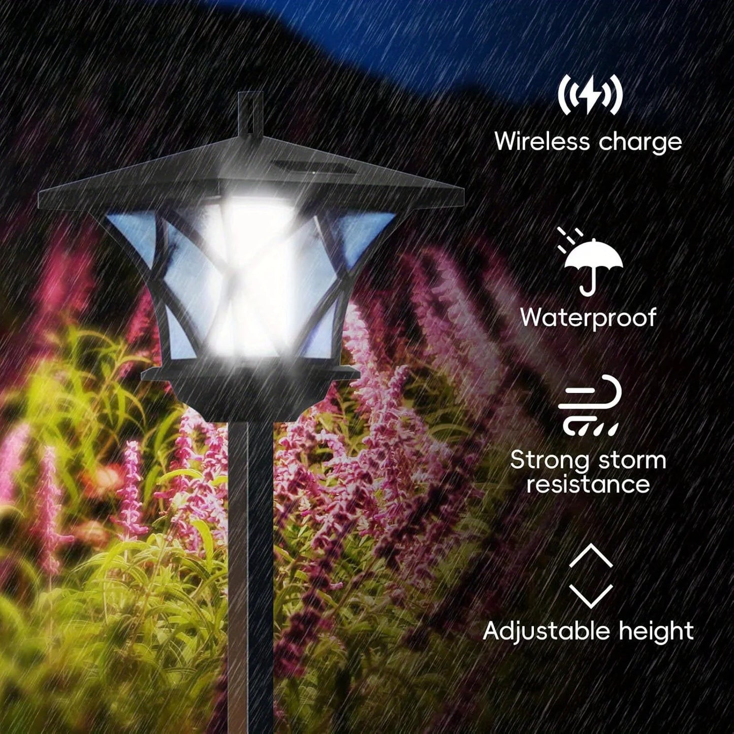 Vintage Solar Post Light Waterproof Lamp For Patio Garden
