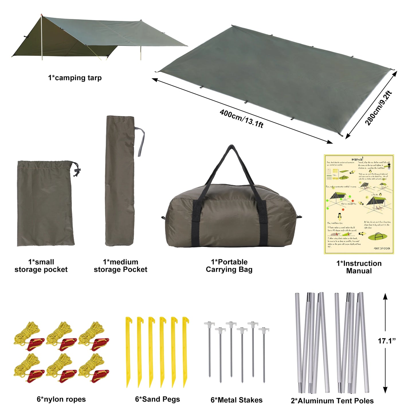 Beach Tent Sun Shelter UPF50 Waterproof With Aluminum Poles