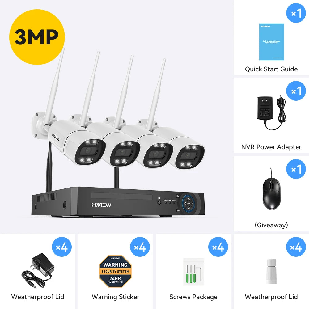 H View 8CH 5MP Wireless WiFi Security Camera Kit NVR