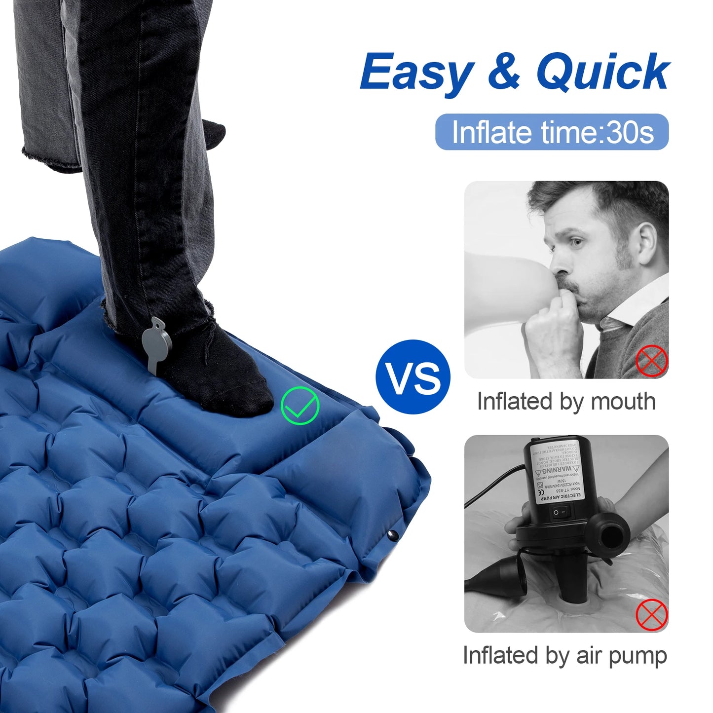 Waterproof Ultralight Inflatable Sleeping Pad With Pillow