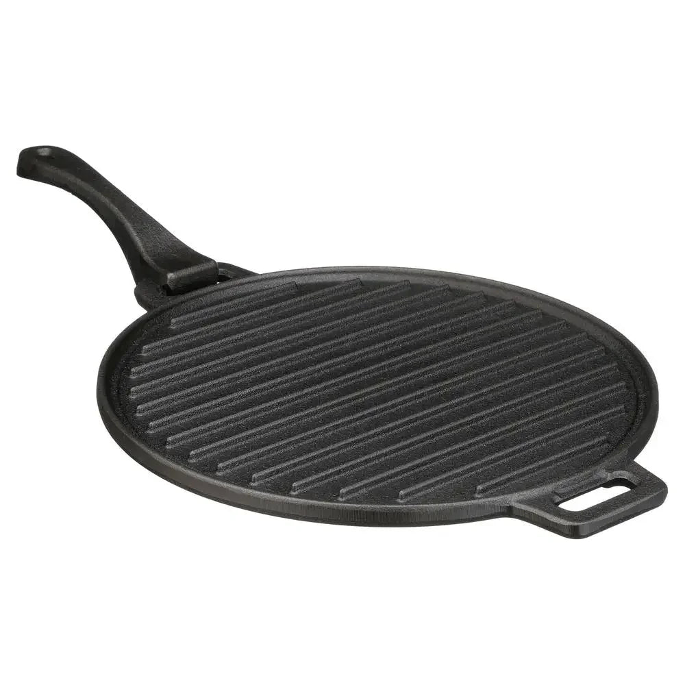 Pre Seasoned 4 Piece Cast Iron Skillet Set with Handles and Griddle Durable Loop Easy Pour Lip Superior Cooking