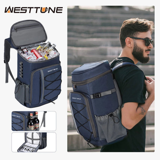 Westtune 35 Can Cooler Backpack Leakproof Insulated Soft Cooler Bag for Camping Beach Hiking Travel