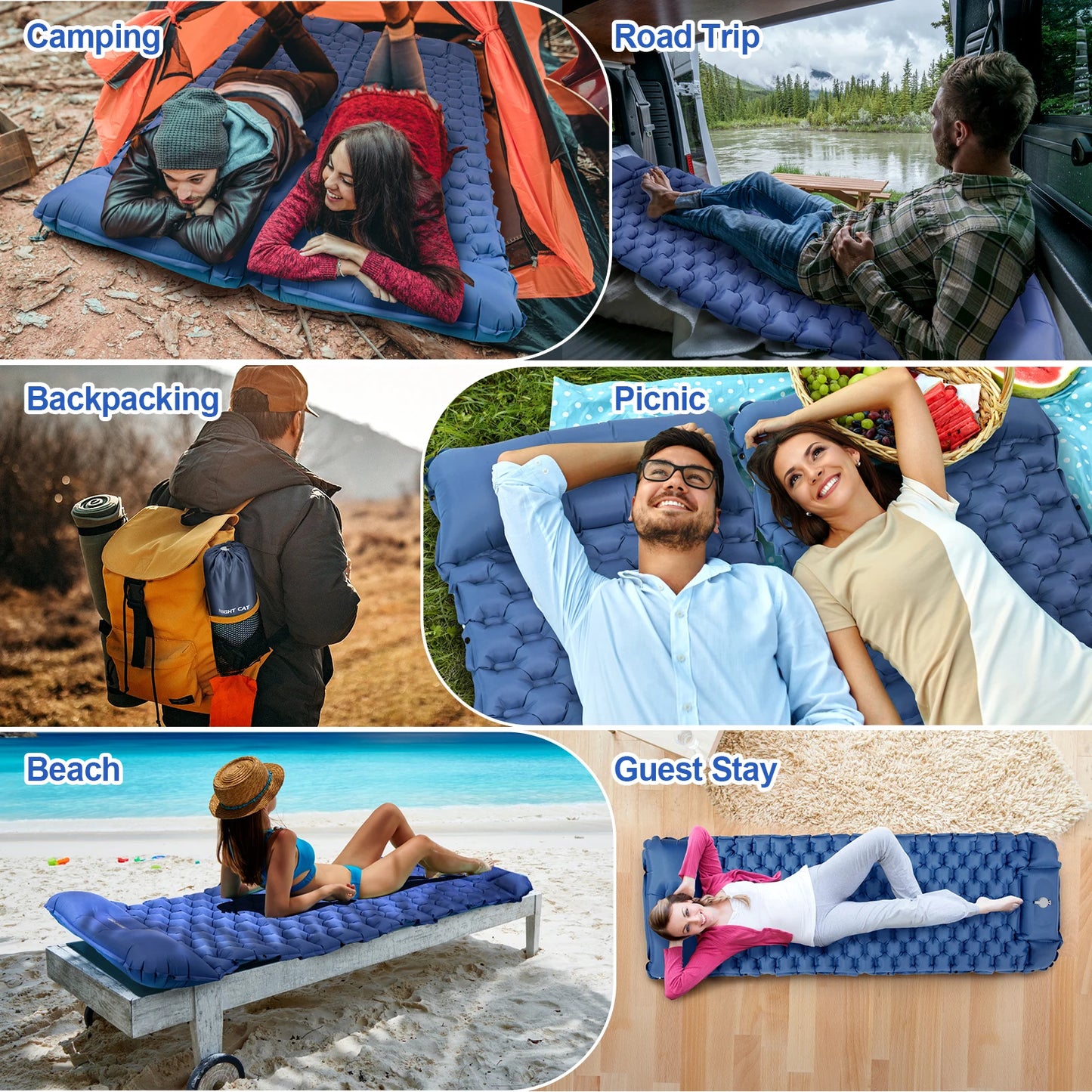 Waterproof Ultralight Inflatable Sleeping Pad With Pillow