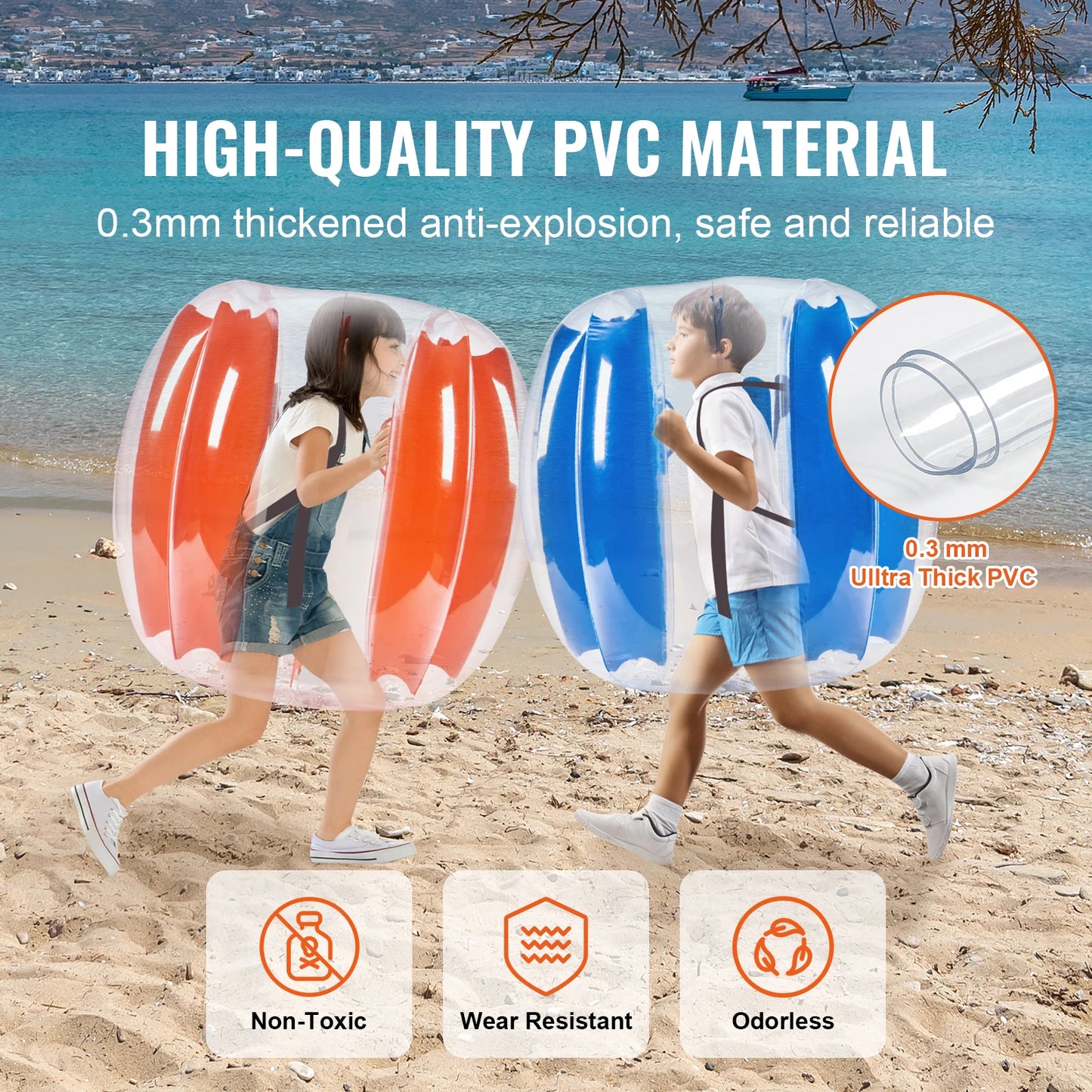 SucceBuy 2 Pack 2/3FT Inflatable Bumper Balls Body Sumo Zorb Balls for Kids and Teens Durable PVC Human Hamster Bubble Balls