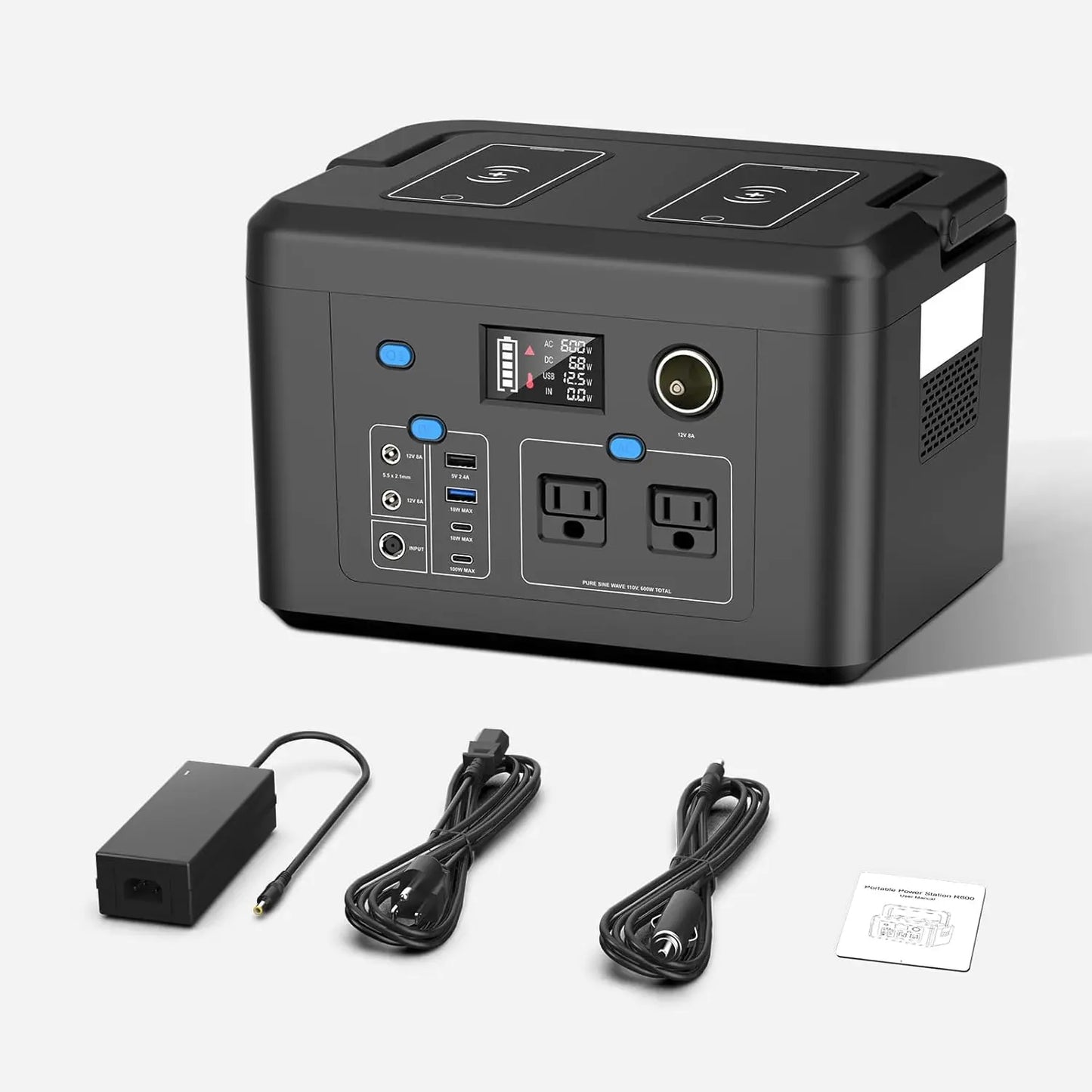 Powkey 600W Portable Power Station 296Wh Battery Backup