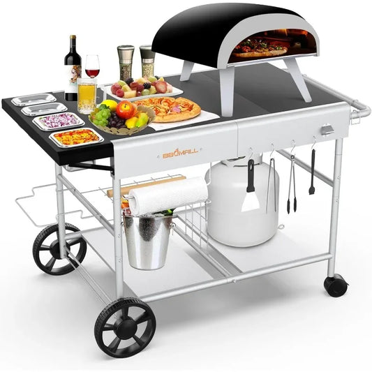 Pizza Oven Table Grill Cart for Koda Karu Fyra 16 and 12 with Movable Pizza Topping Station Prep Workcart Outdoor Grill Table Stand