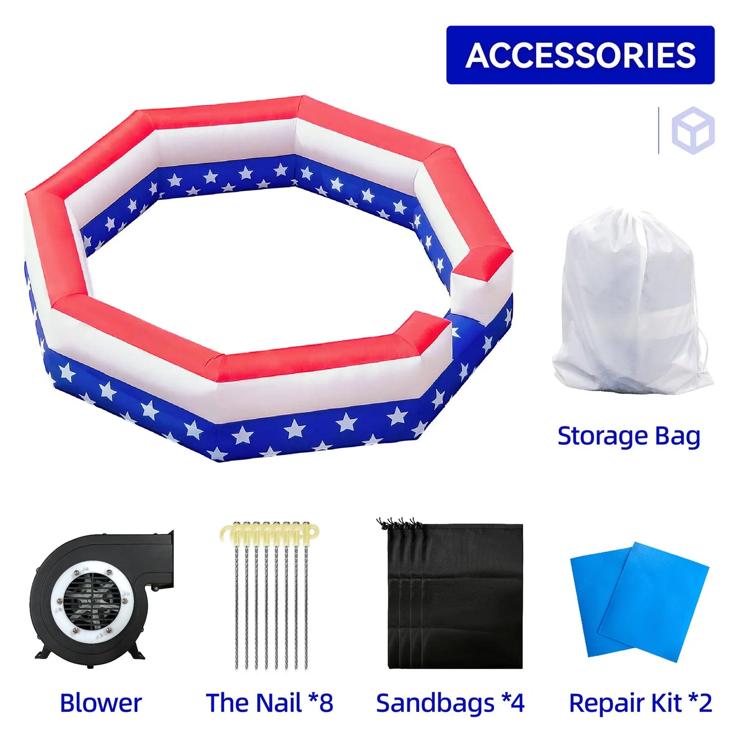 Gaga Ball Pit Inflatable 15FT with Air Blower Portable Gagaball Court for Kids Outdoor Sports Game