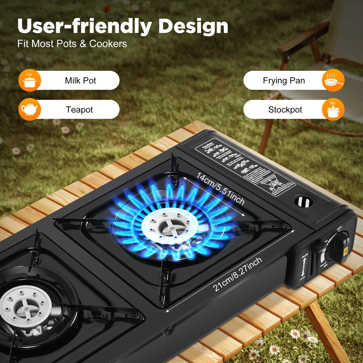 Two Burner Portable Butane Camping Stove With Carry Case