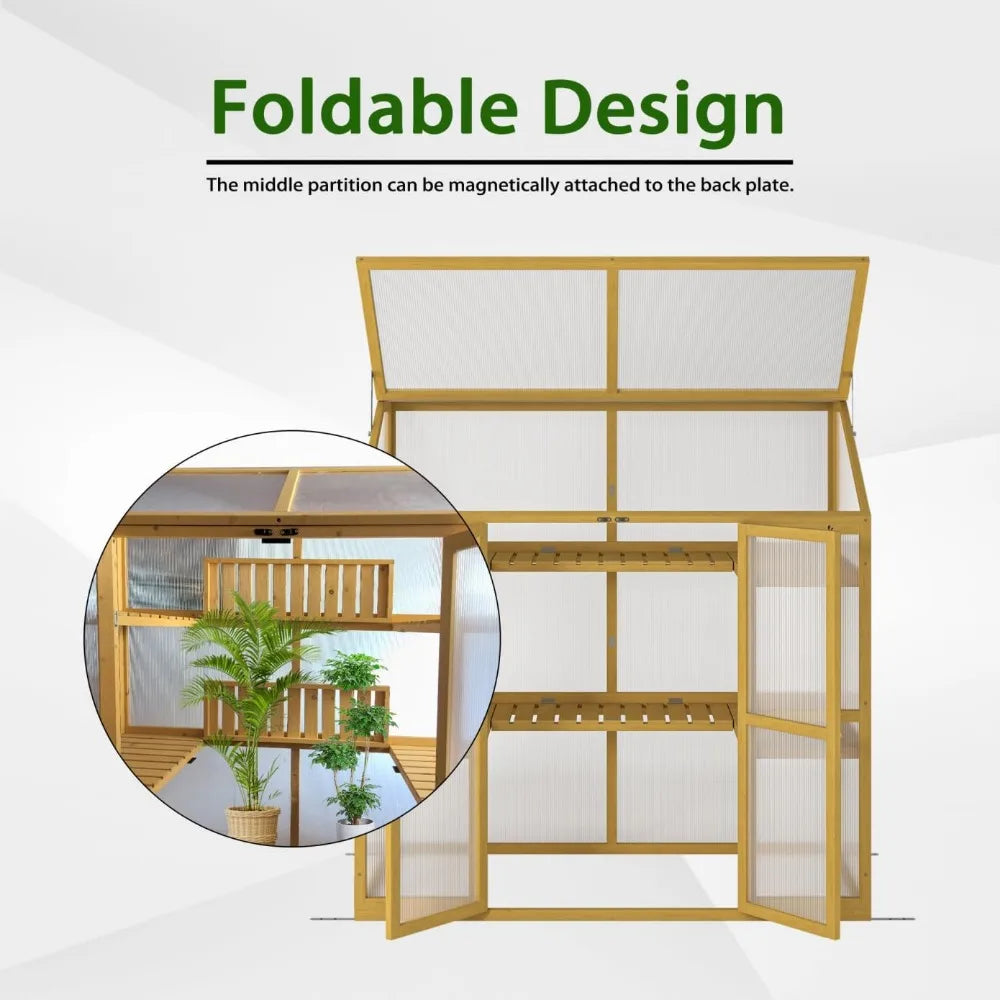 Mini Outdoor Polycarbonate Greenhouse With Openable Roof