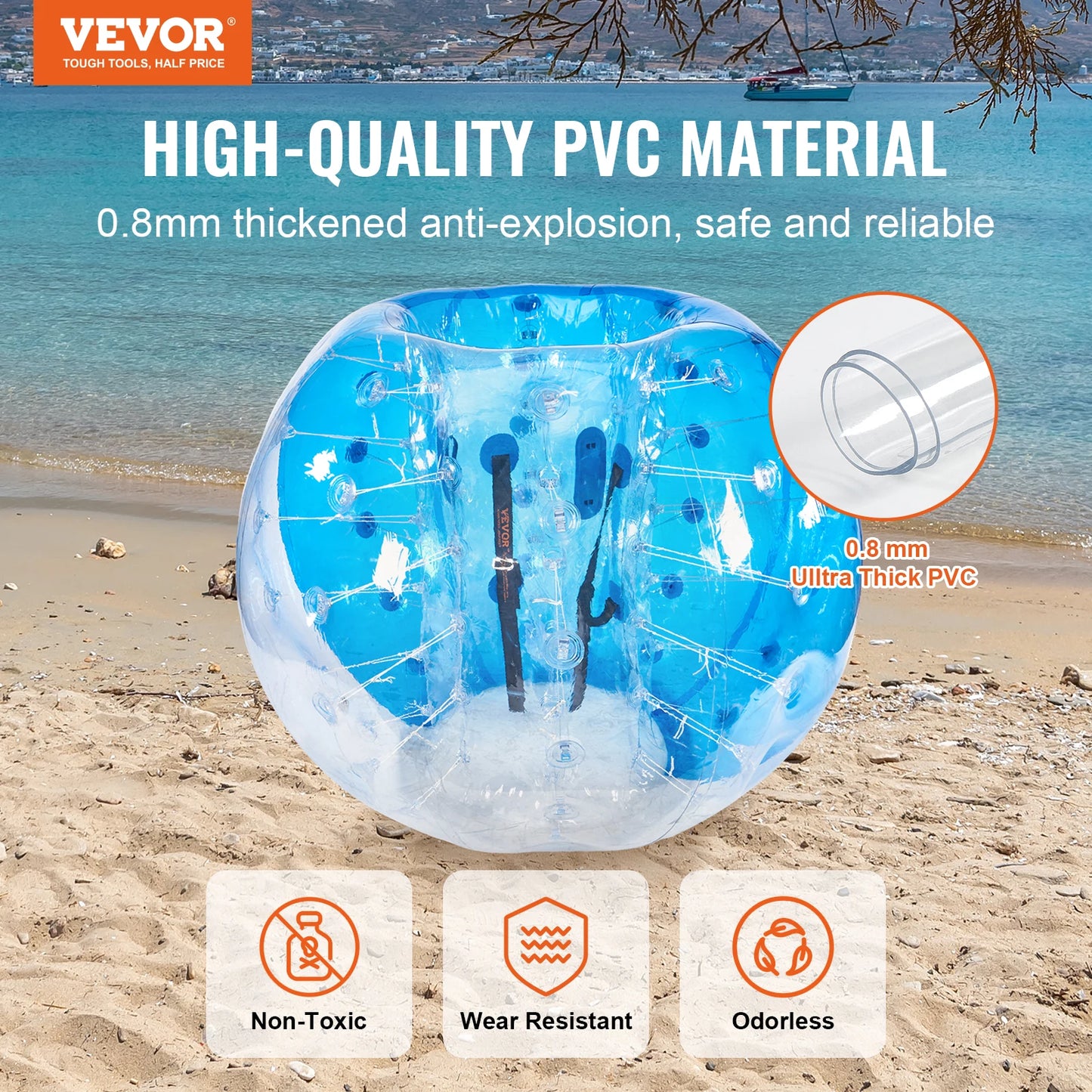 Vevor 5FT Inflatable Bumper Ball Body Sumo Zorb Balls for Teen and Adult 0.8mm PVC Bumper Bopper Toy for Garden Yard and Park