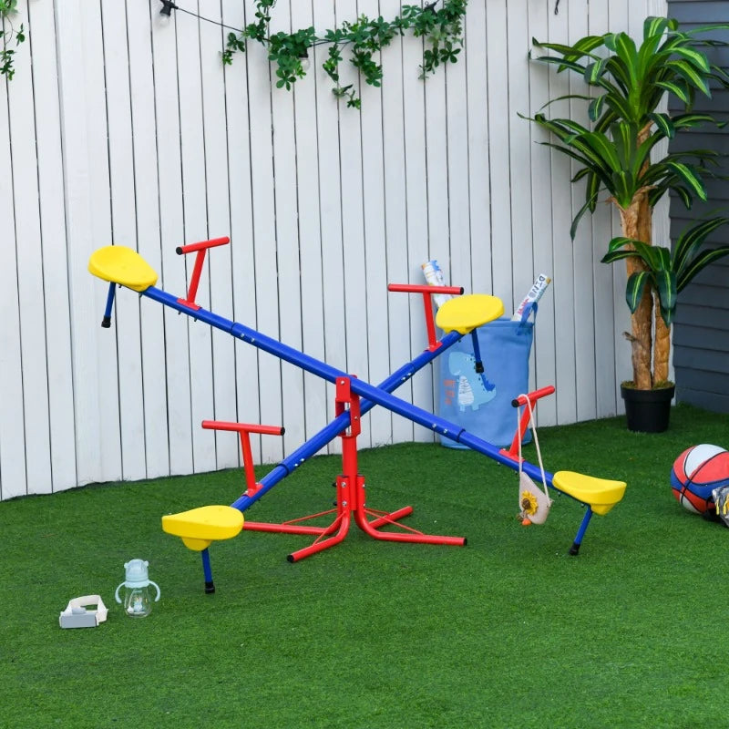 360 Degree Children's Rotating Seesaw 4 Seater Outdoor Playground Equipment Suitable for Ages 3 to 8 Years Old