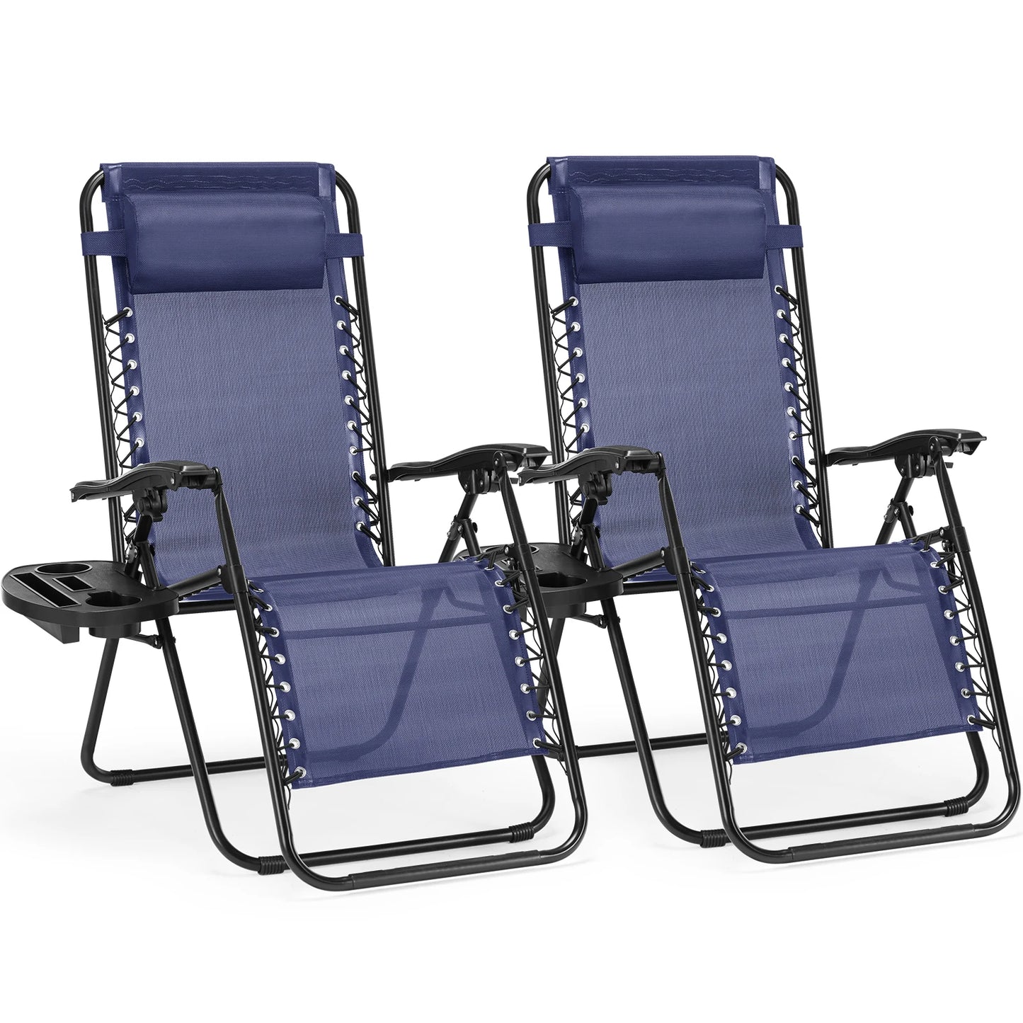 JHK Zero Gravity Recliners Set Of 2 With Cup Holder Trays