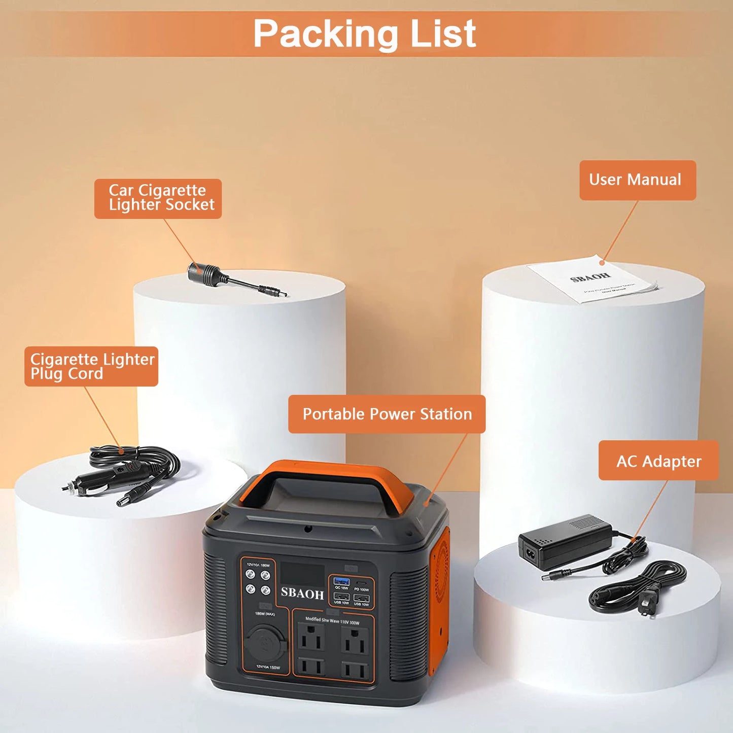 Portable Power Station 300W 296Wh Solar Generator Quick
