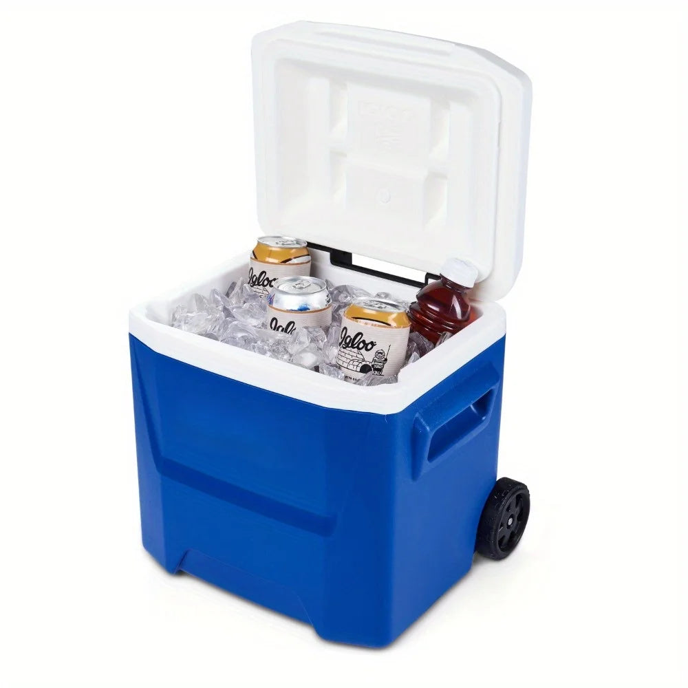 16 Quart Hard Ice Breast Cooler With Wheels For Outdoor Picnics Camping Large Capacity Easy To Clean