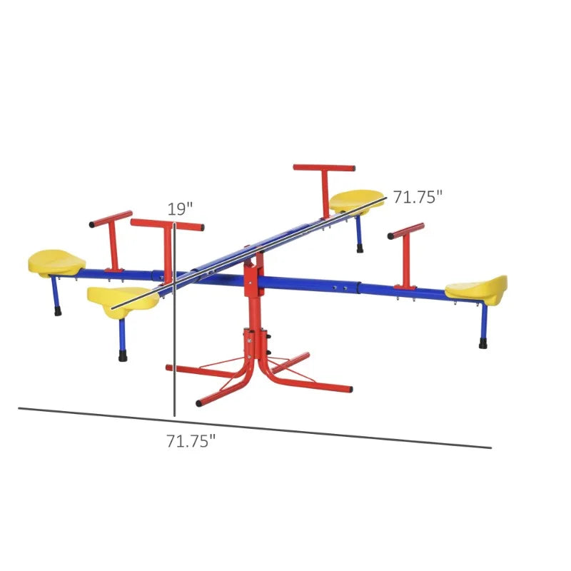 360 Degree Children's Rotating Seesaw 4 Seater Outdoor Playground Equipment Suitable for Ages 3 to 8 Years Old