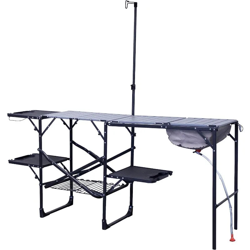 GCI Outdoor Master Cook Station Portable Folding Kitchen Table with Soft Shell Sink Heat Resistant