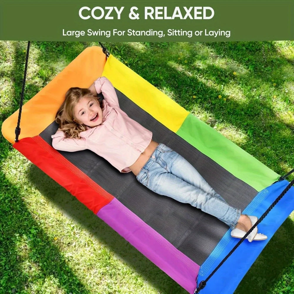 800lb Giant 60 Inch Platform Tree Swing for Kids and Adults Wear Resistant with 2 Hanging Straps Available in 6 Colors