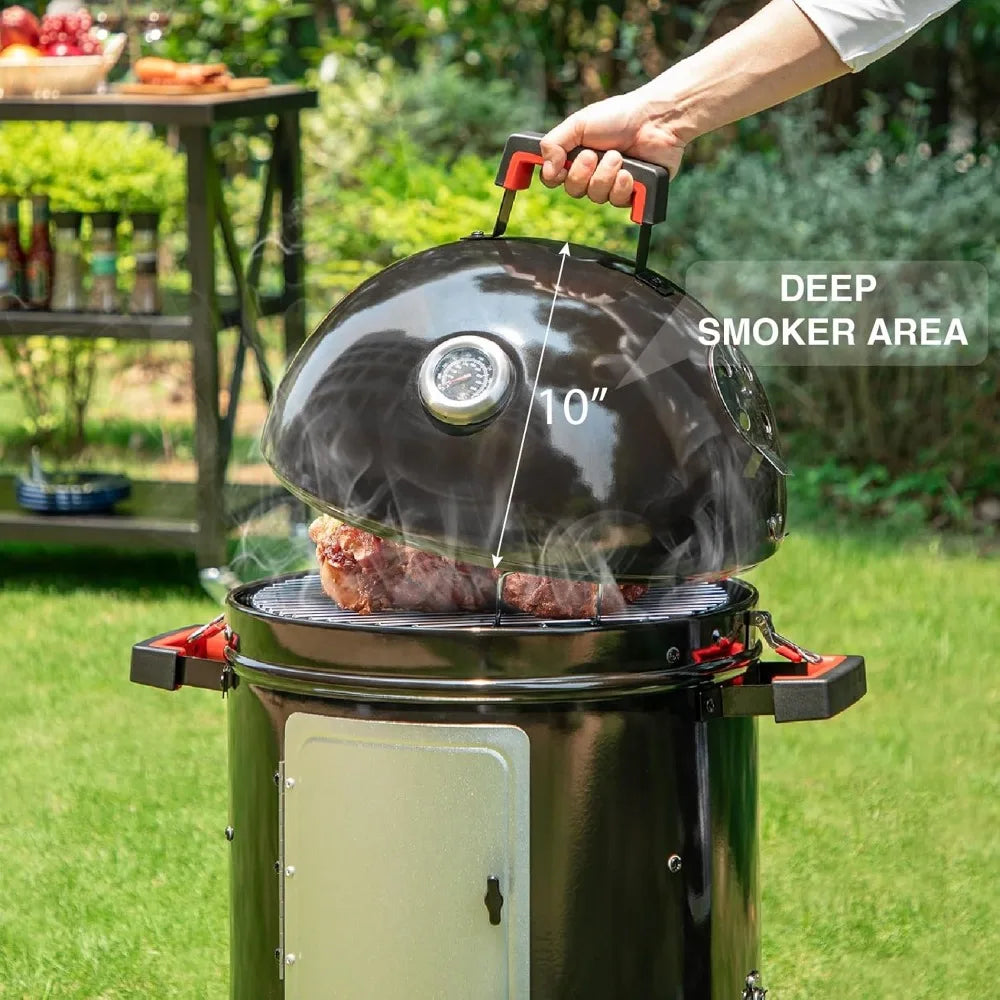 Sophia And William 18 Inch Vertical Charcoal Smoker BBQ Grill With Porcelain Enameled Smoking Chamber And Two Layer Smoking Shelves