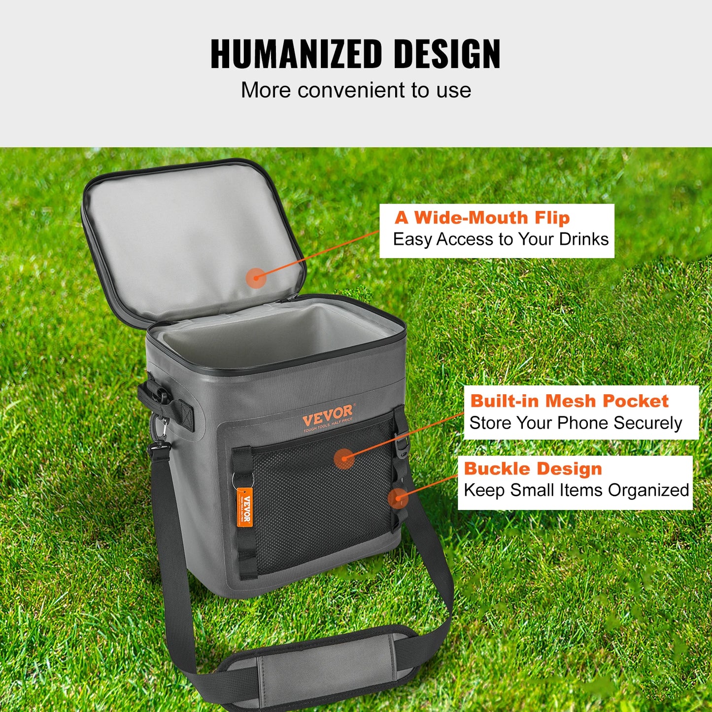 Vevor 16 24 30 Cans Soft Cooler Bag Leakproof Waterproof Portable Design