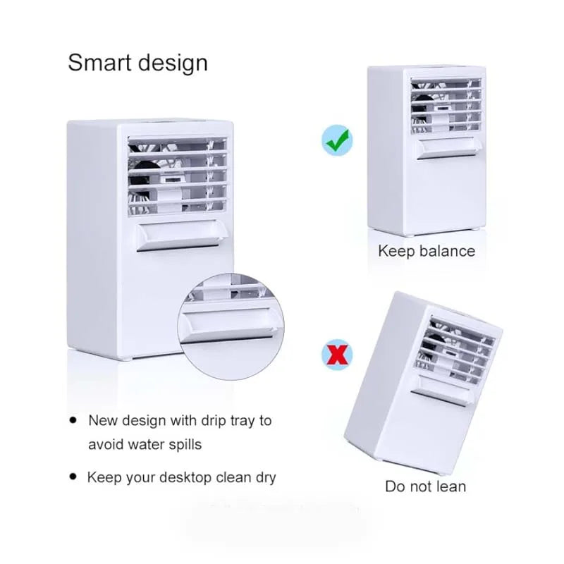 Mini Portable Air Conditioner Fan 3 in 1 Table Personal Space Cooler Misting Humidifier Purifier for Office Apartment Dorm