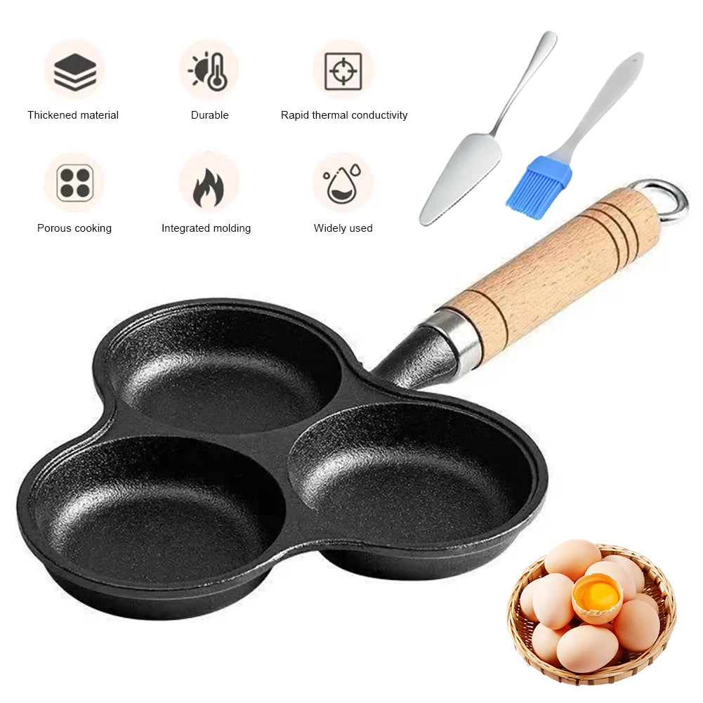 3 Cup Cast Iron Egg Frying Pan Non Stick Pancake Pan with Handle Omelette Pan for Breakfast Fried Eggs Pancakes Steaks
