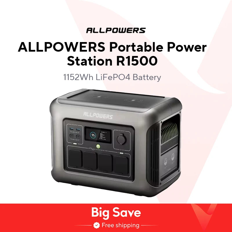 ALLPOWERS R1500 1152Wh LiFePO4 Portable Power Station
