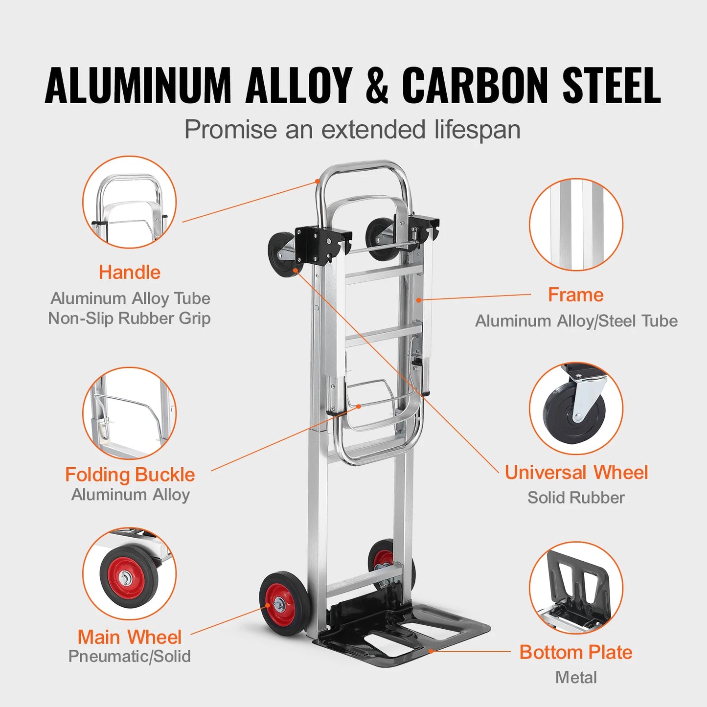 Folding Hand Truck 400 Lbs Lightweight Dolly Wheels