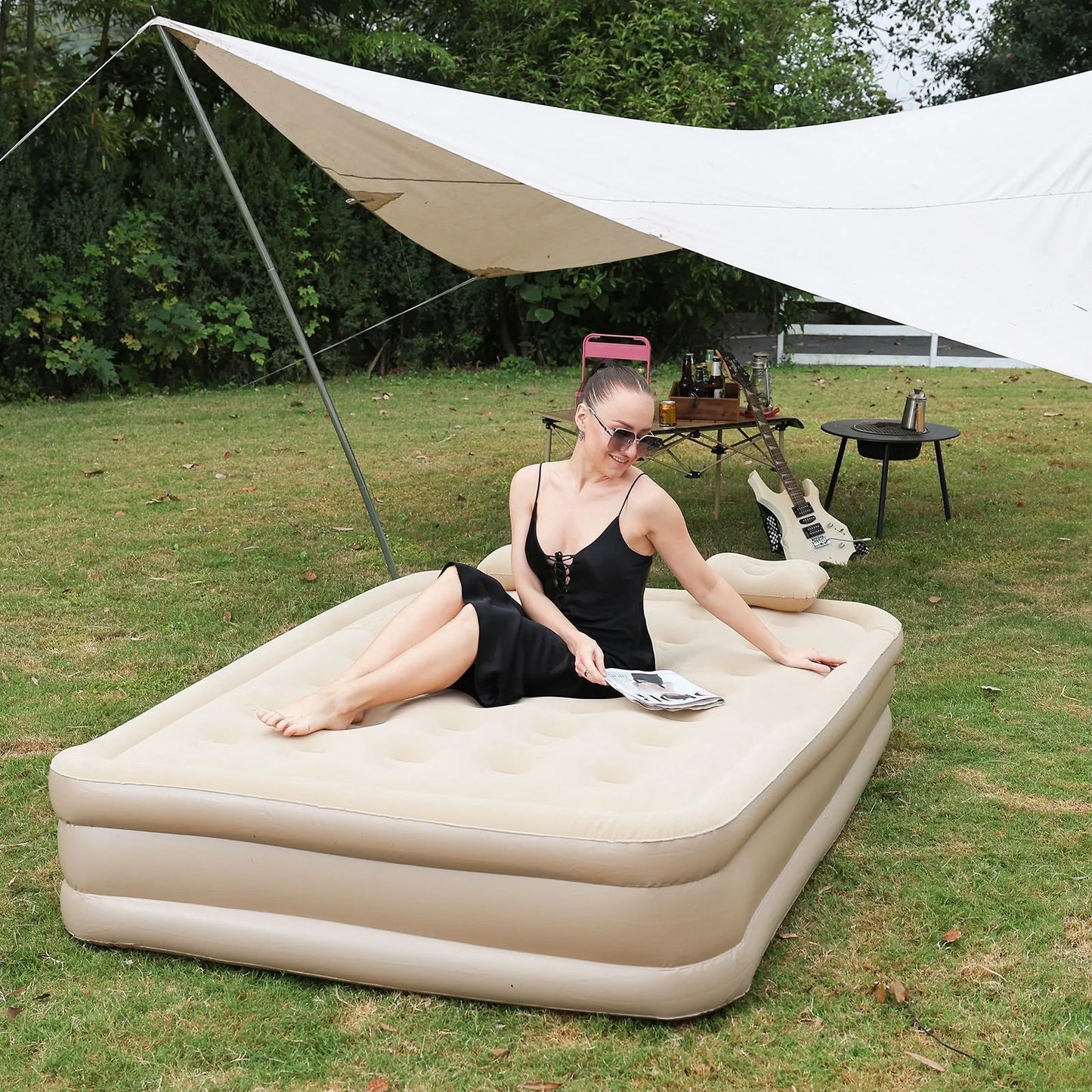 Portable Folding Inflatable Camping Mattress With Pump