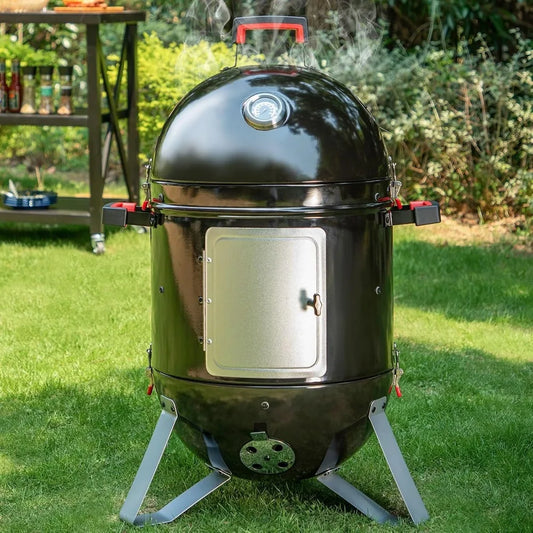 Sophia And William 18 Inch Vertical Charcoal Smoker BBQ Grill With Porcelain Enameled Smoking Chamber And Two Layer Smoking Shelves