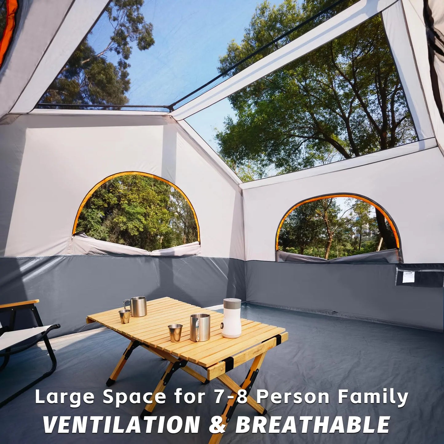 8 Person Camping Tent Portable Family Cabin Tent Windproof