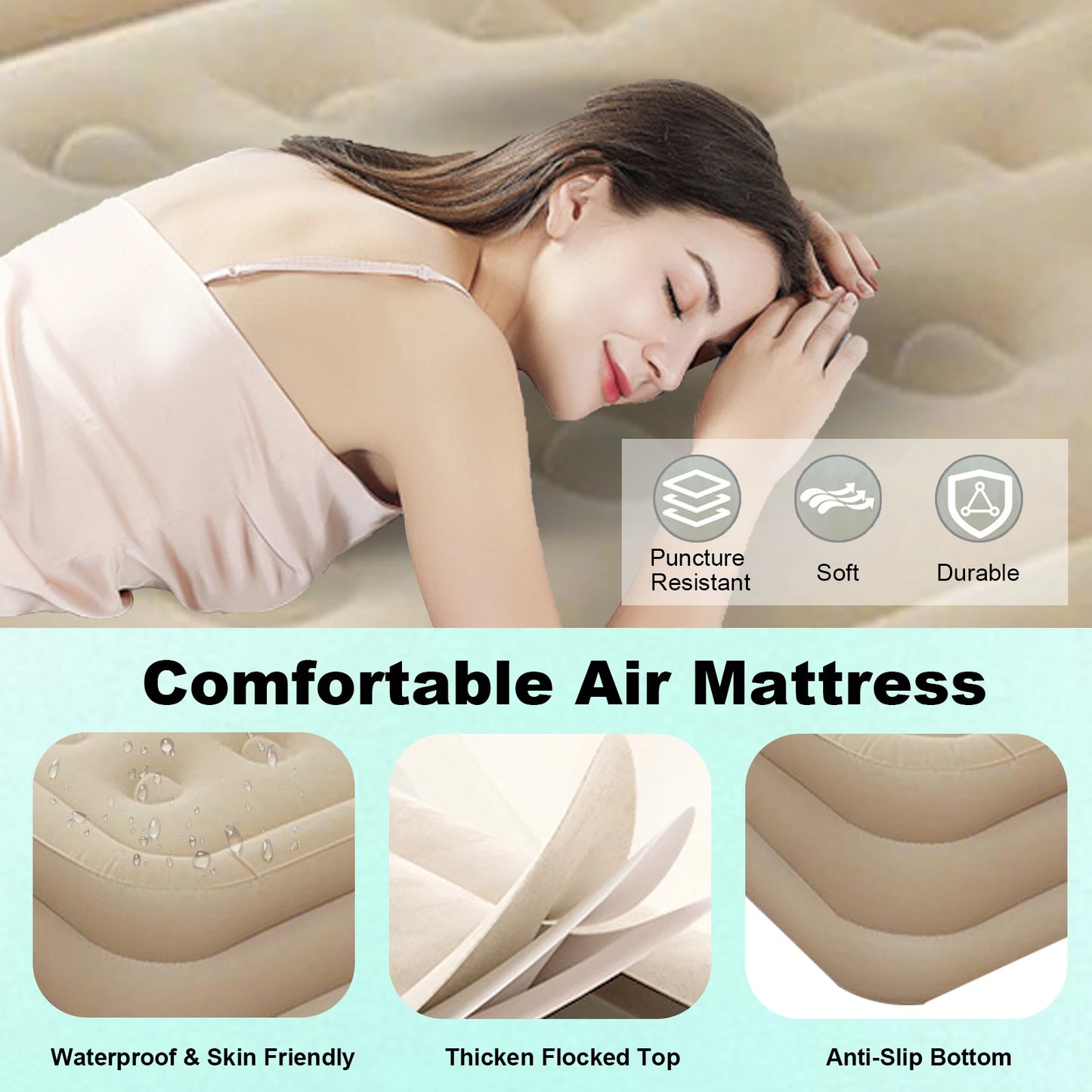 Portable Folding Inflatable Camping Mattress With Pump