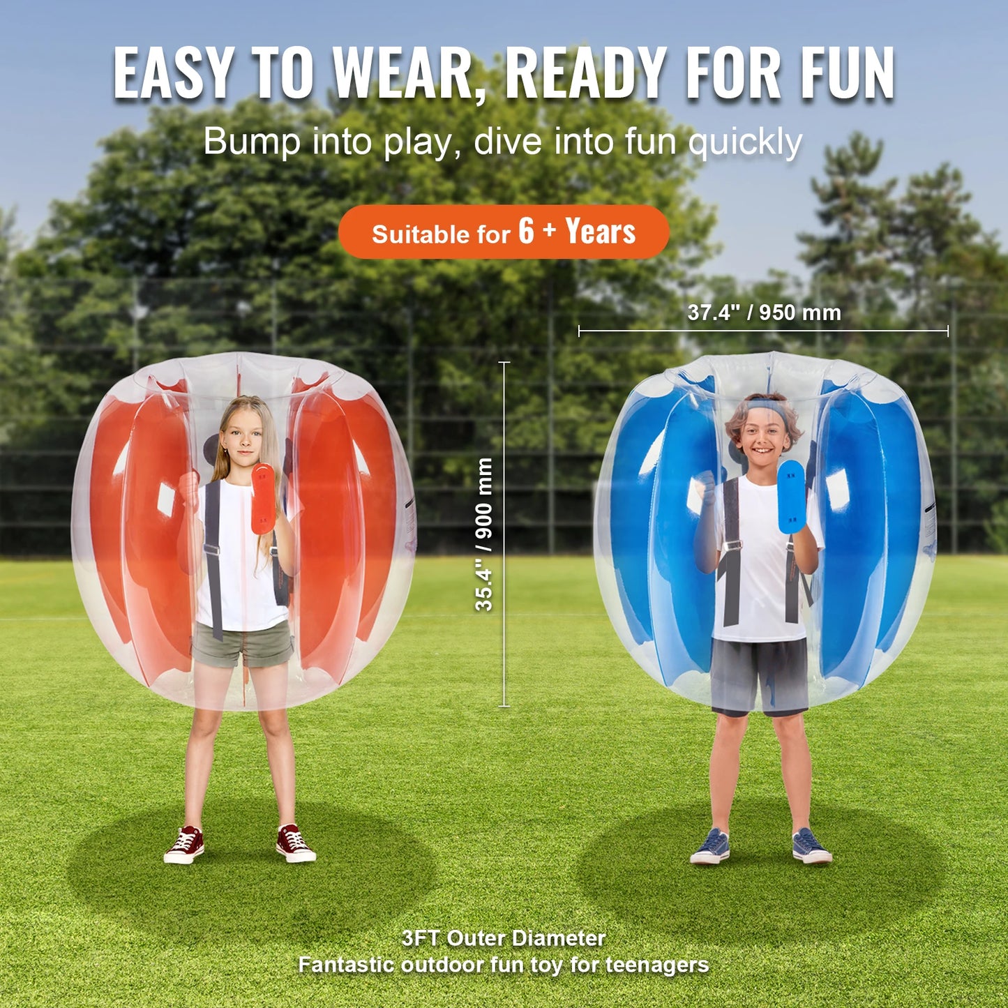 SucceBuy 2 Pack 2/3FT Inflatable Bumper Balls Body Sumo Zorb Balls for Kids and Teens Durable PVC Human Hamster Bubble Balls