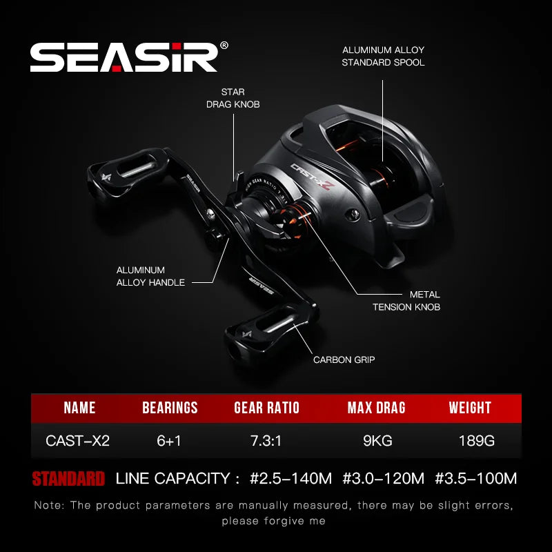 SeaSir Cast X2 Baitcast Reel 7 3 To 1 N52 Brake Bearing