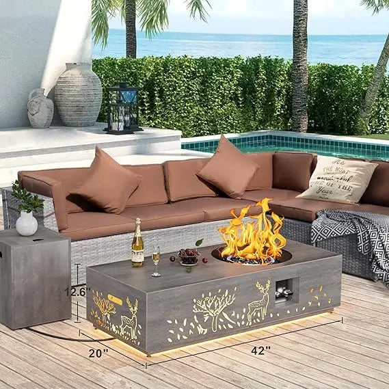Propane Fire Pit Table 42 Inch Gas Fire Pits Outdoor Fireplaces Tabletop Fire Pit for Patio CSA Certified