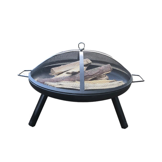 Portable Round Fire Pit Grill Fireplace Backyard Party Stove Iron Brick Color