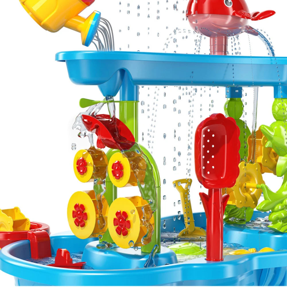 4 Tier Kids Sand Water Table Children's Beach Toys Summer Outdoor Interactive Set