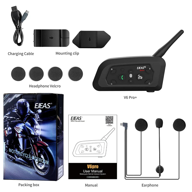 EJEAS V6PRO Intercom Helmet Bluetooth 5.1 Headset Waterproof
