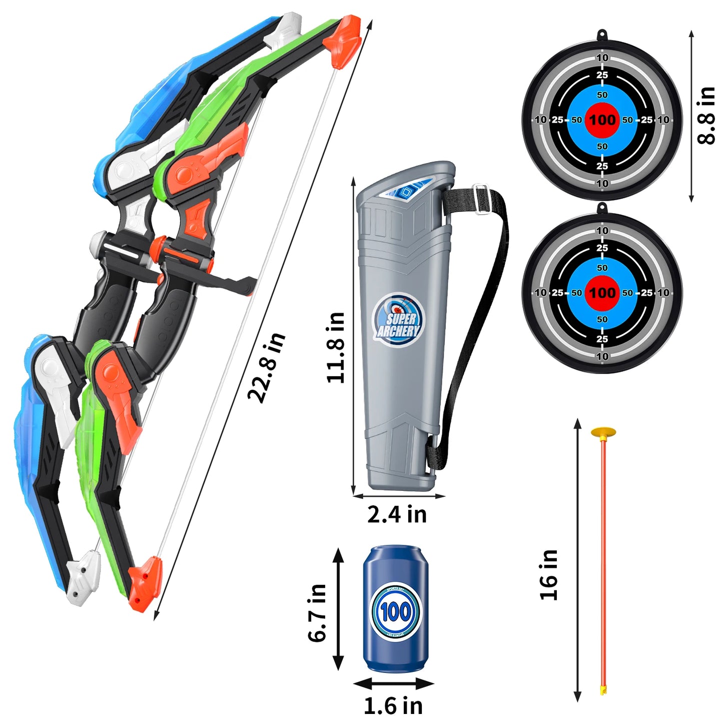 Bow and Arrow Toys with Light Up LED for Kids Age 3 Plus Archery and Target Set Indoor and Outdoor Sports Games