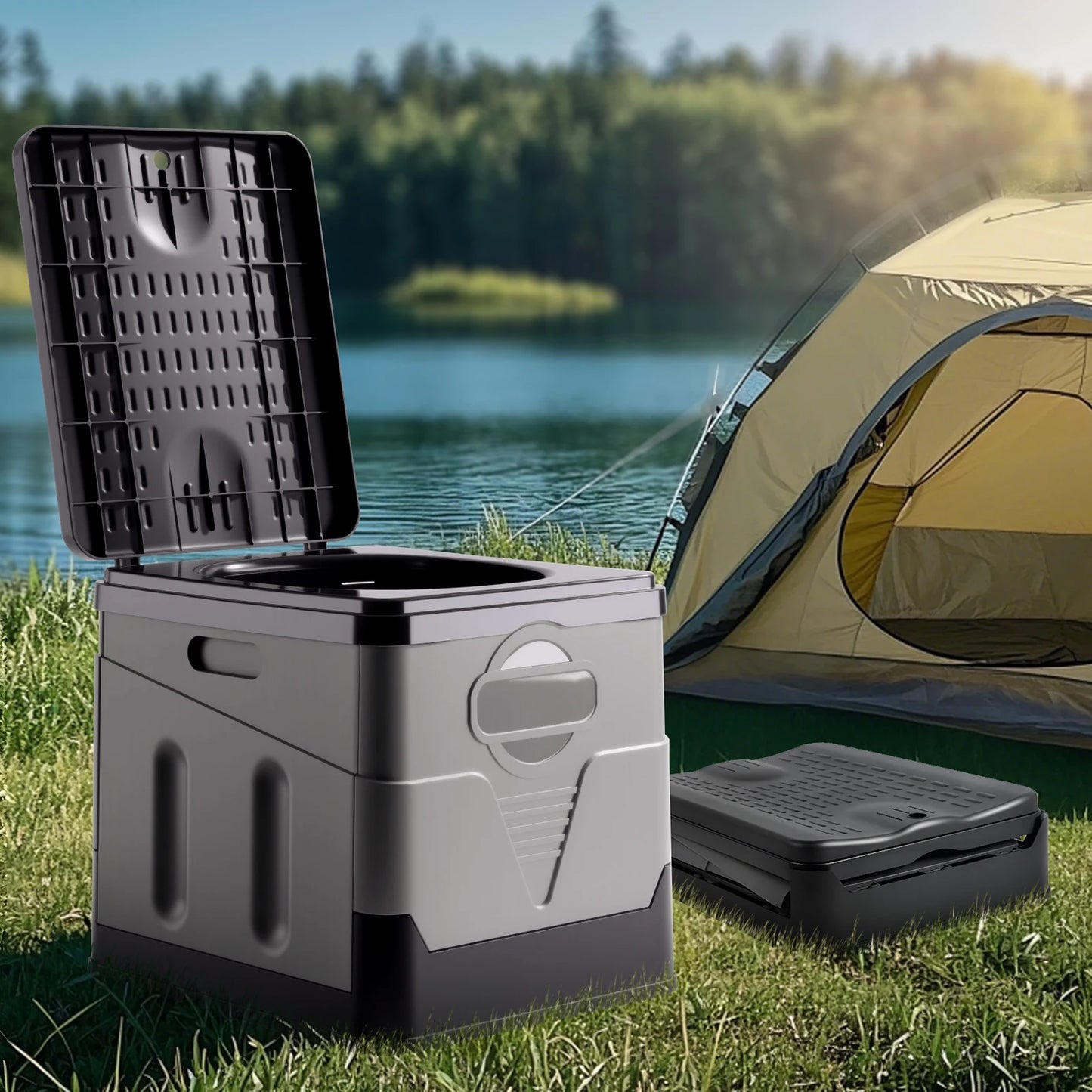 Portable Camping Toilet For Adults Folding Potty With Lid